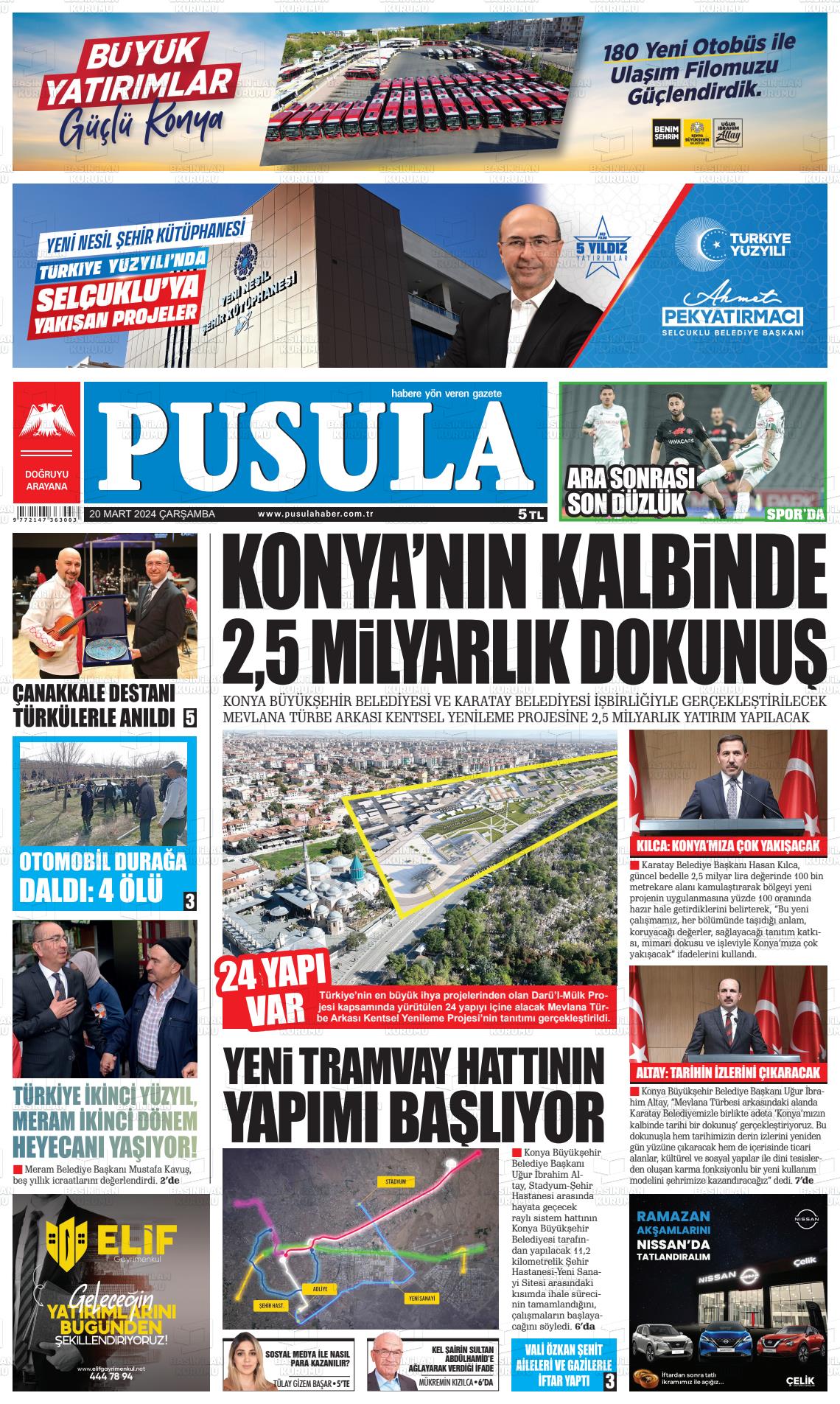 20 Mart 2024 Pusula Haber Gazete Manşeti