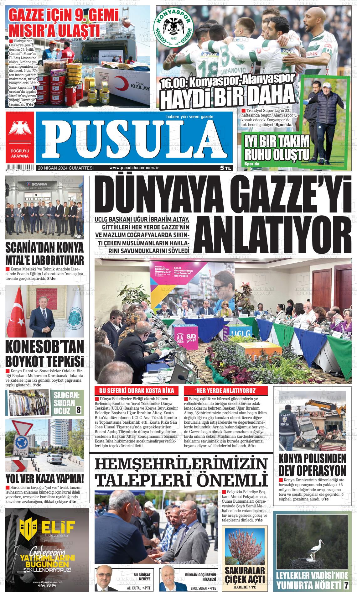 20 Nisan 2024 Pusula Haber Gazete Manşeti