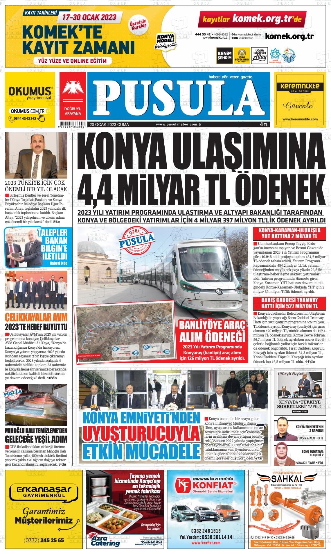 20 Ocak 2023 Pusula Haber Gazete Manşeti