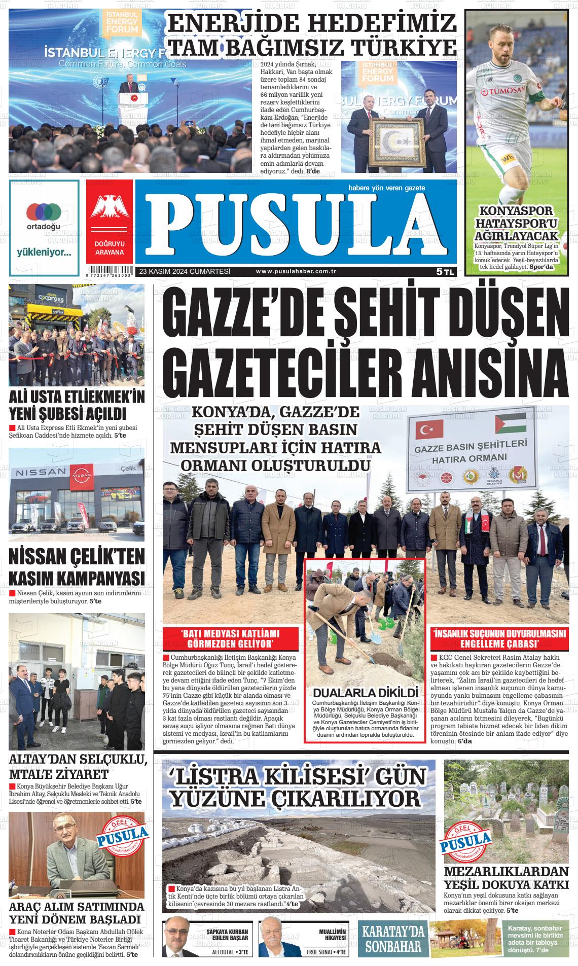 23 Kasım 2024 Pusula Haber Gazete Manşeti