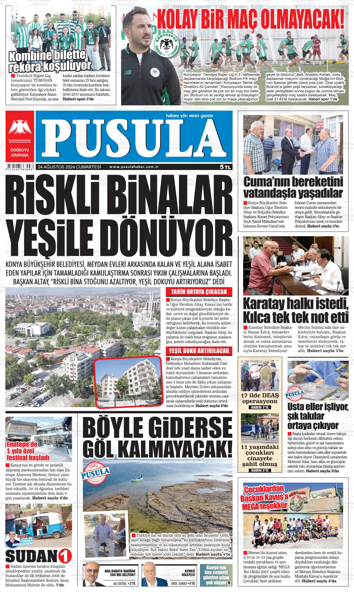 24 Ağustos 2024 Pusula Haber Gazete Manşeti