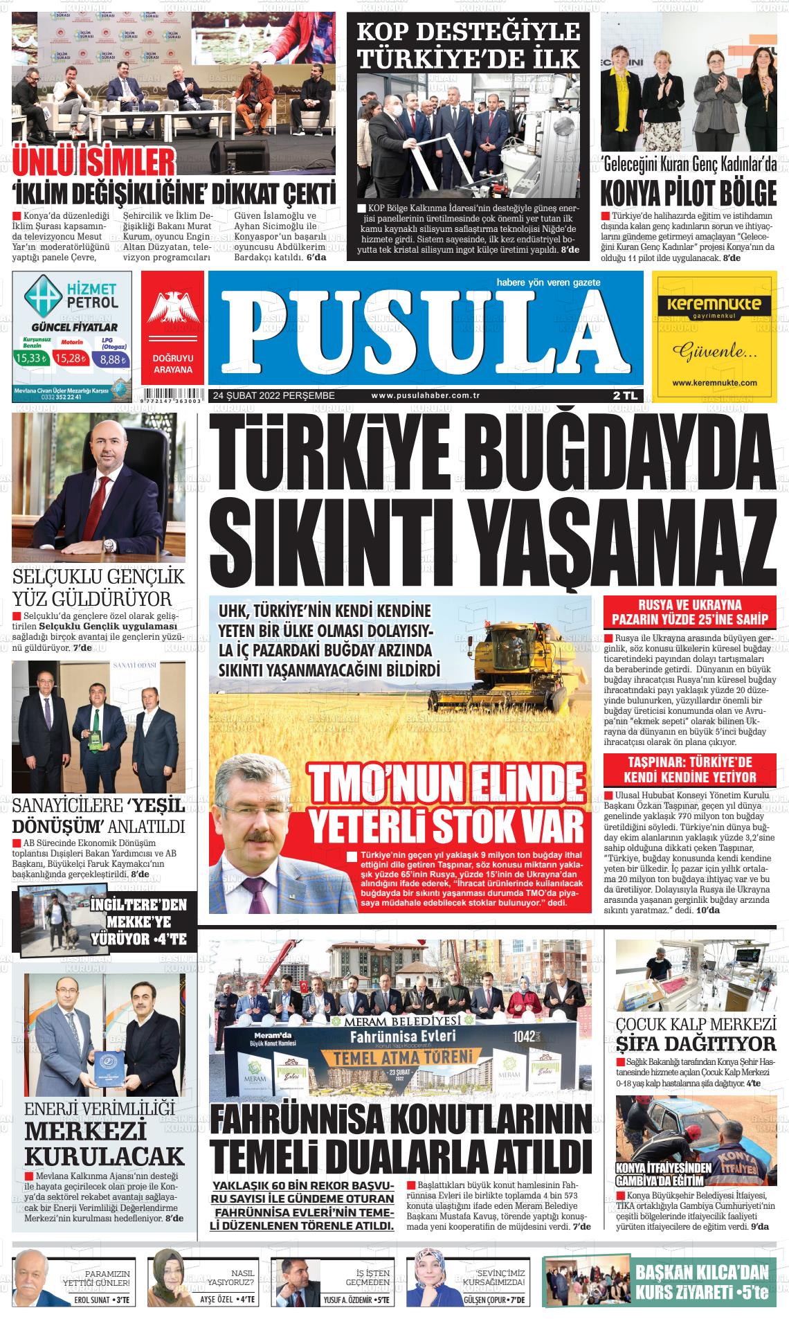 24 Şubat 2022 Pusula Haber Gazete Manşeti