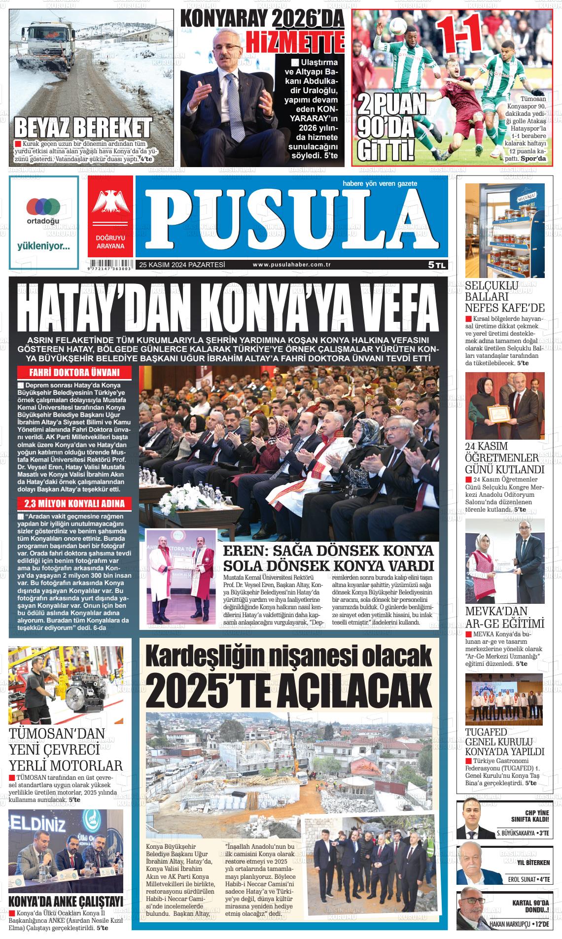 25 Kasım 2024 Pusula Haber Gazete Manşeti