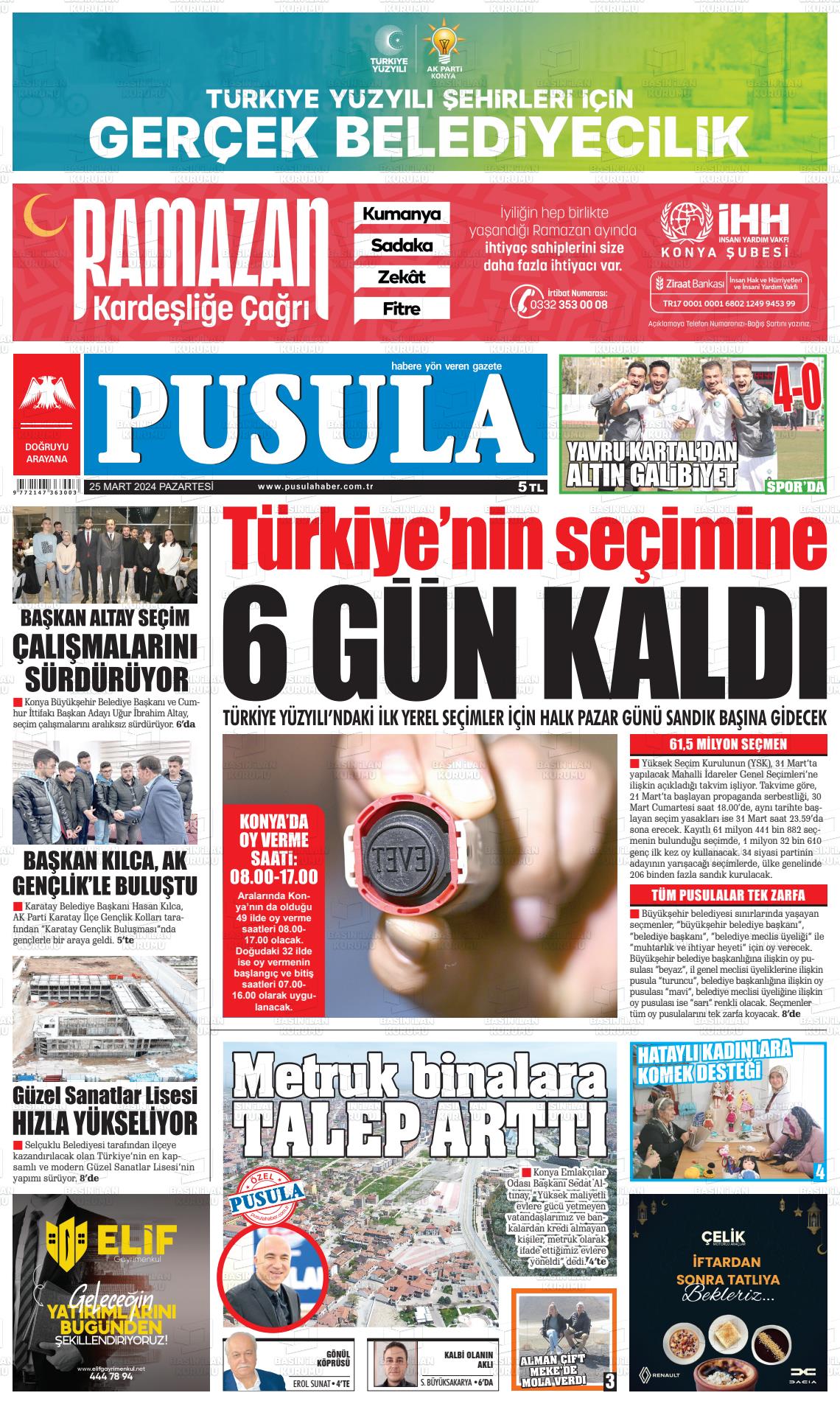 25 Mart 2024 Pusula Haber Gazete Manşeti