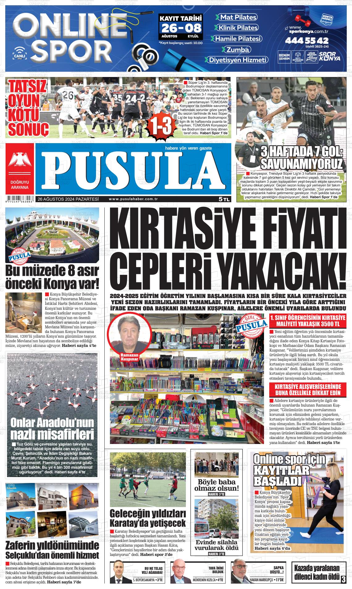 26 Ağustos 2024 Pusula Haber Gazete Manşeti