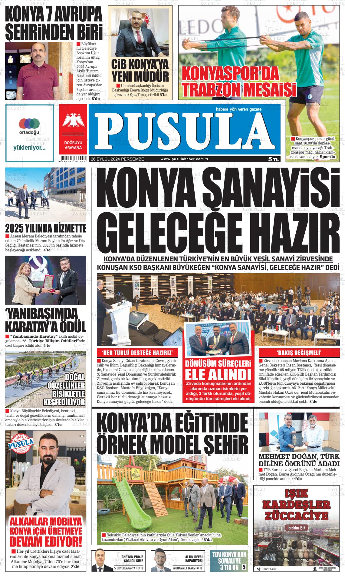 26 Eylül 2024 Pusula Haber Gazete Manşeti