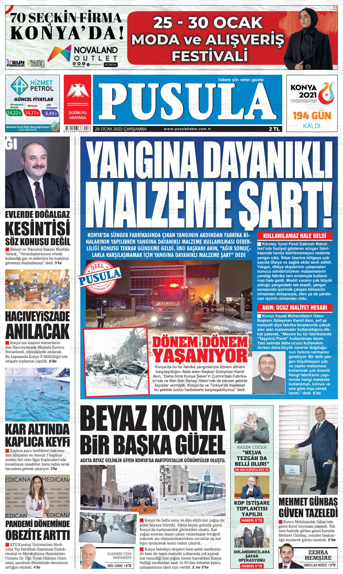 26 Ocak 2022 Pusula Haber Gazete Manşeti