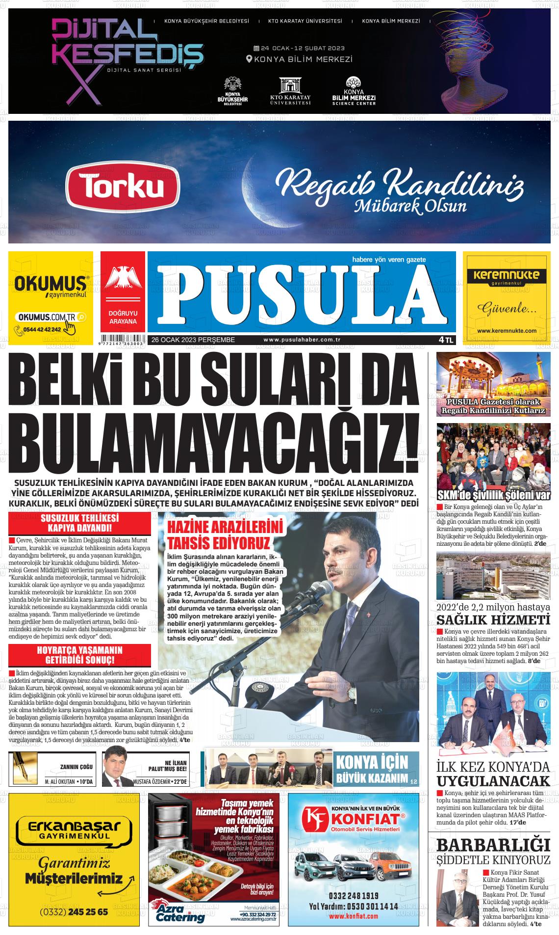 26 Ocak 2023 Pusula Haber Gazete Manşeti