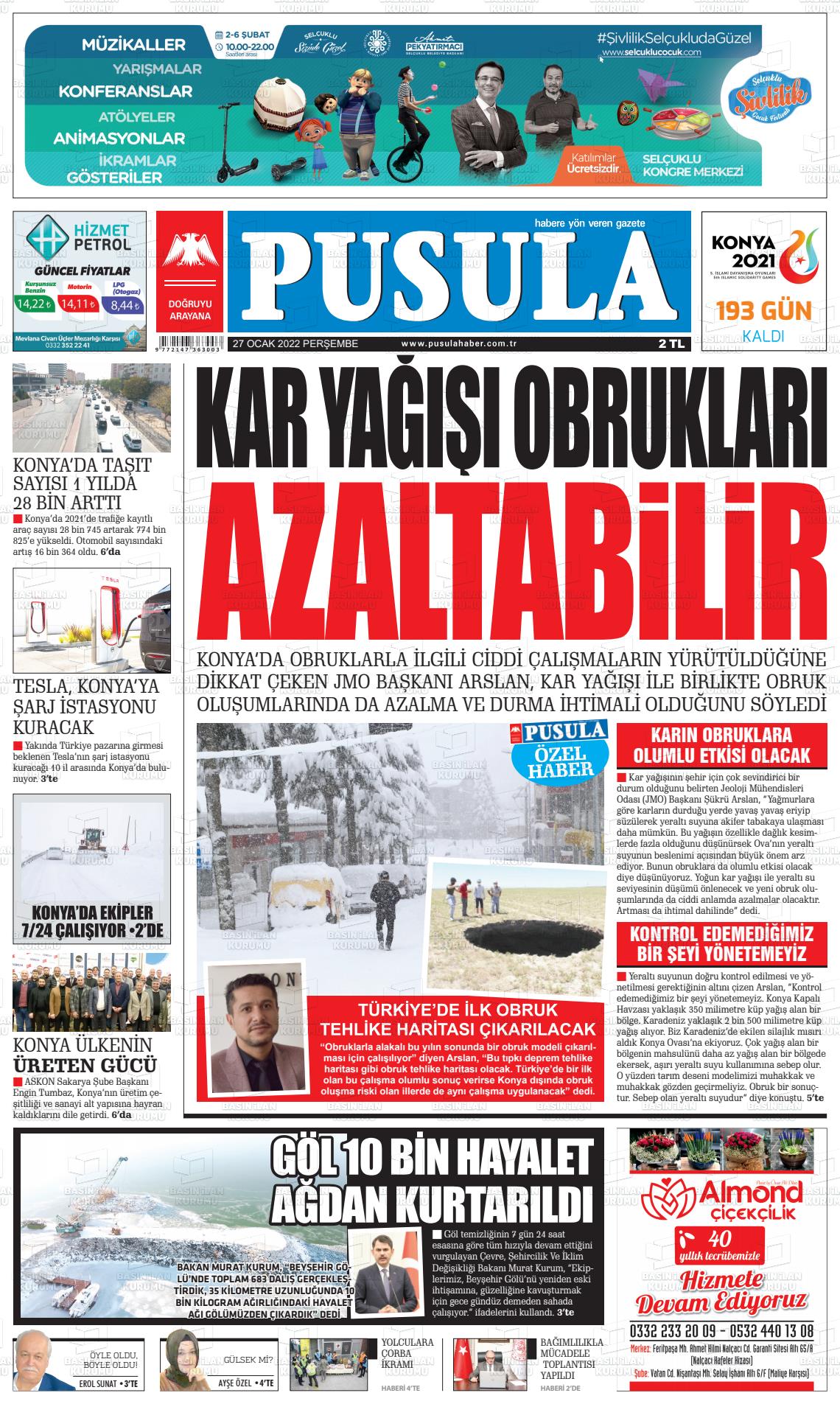 27 Ocak 2022 Pusula Haber Gazete Manşeti