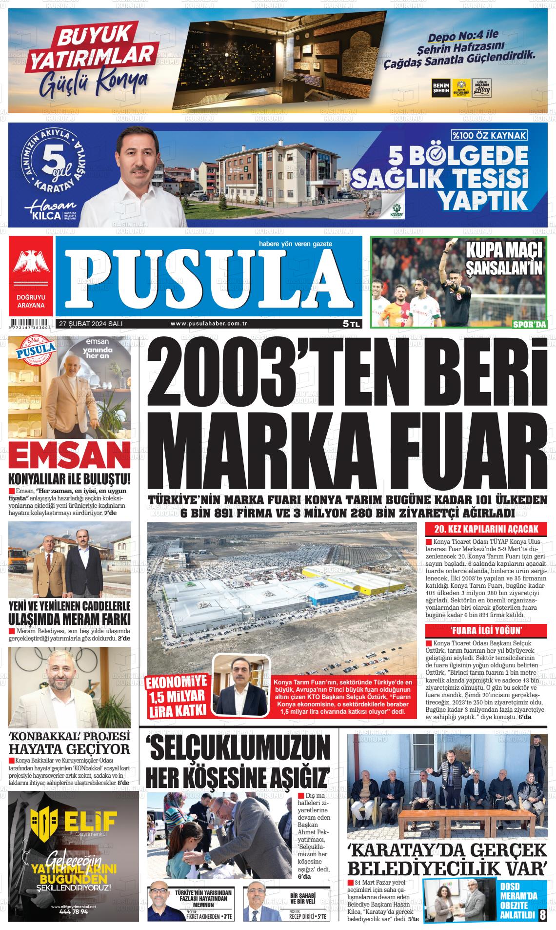 27 Şubat 2024 Pusula Haber Gazete Manşeti