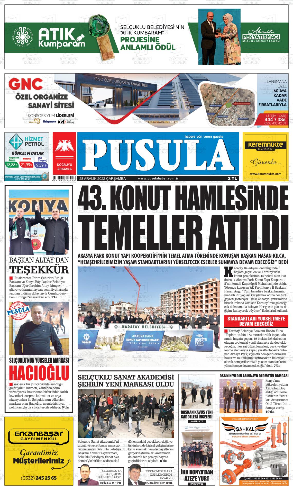 28 Aralık 2022 Pusula Haber Gazete Manşeti