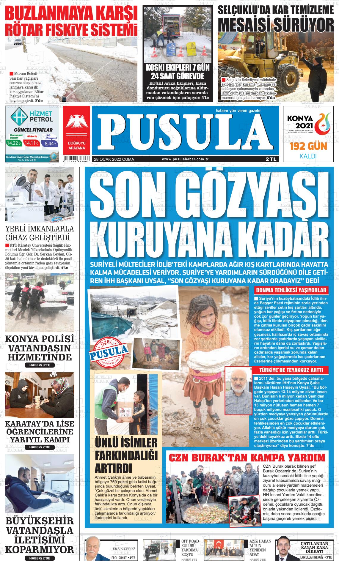 28 Ocak 2022 Pusula Haber Gazete Manşeti