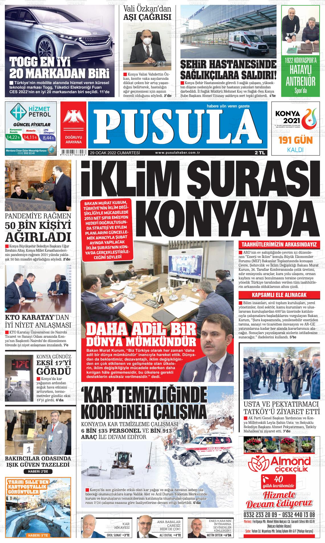 29 Ocak 2022 Pusula Haber Gazete Manşeti