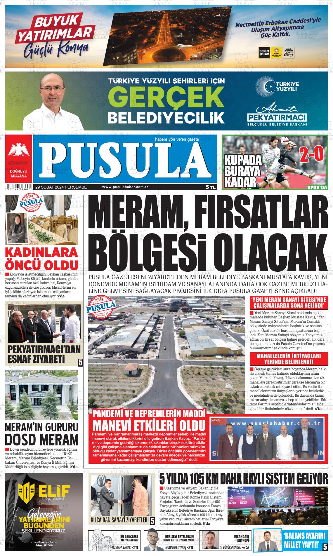 29 Şubat 2024 Pusula Haber Gazete Manşeti