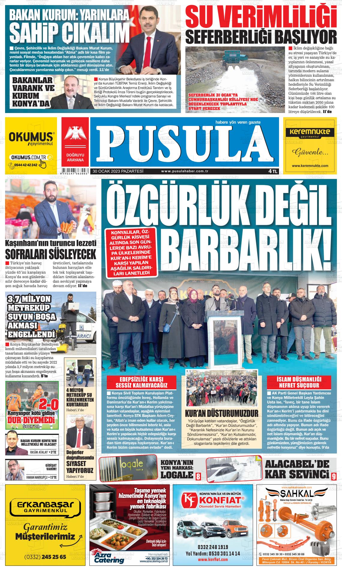 30 Ocak 2023 Pusula Haber Gazete Manşeti