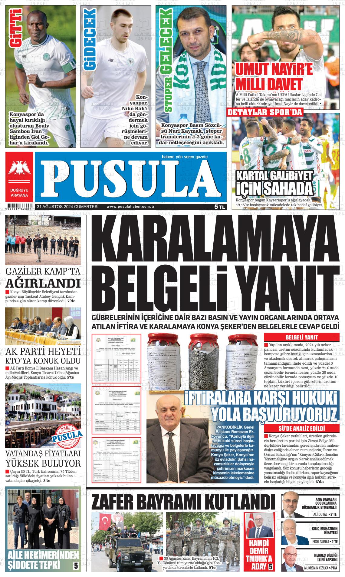 31 Ağustos 2024 Pusula Haber Gazete Manşeti