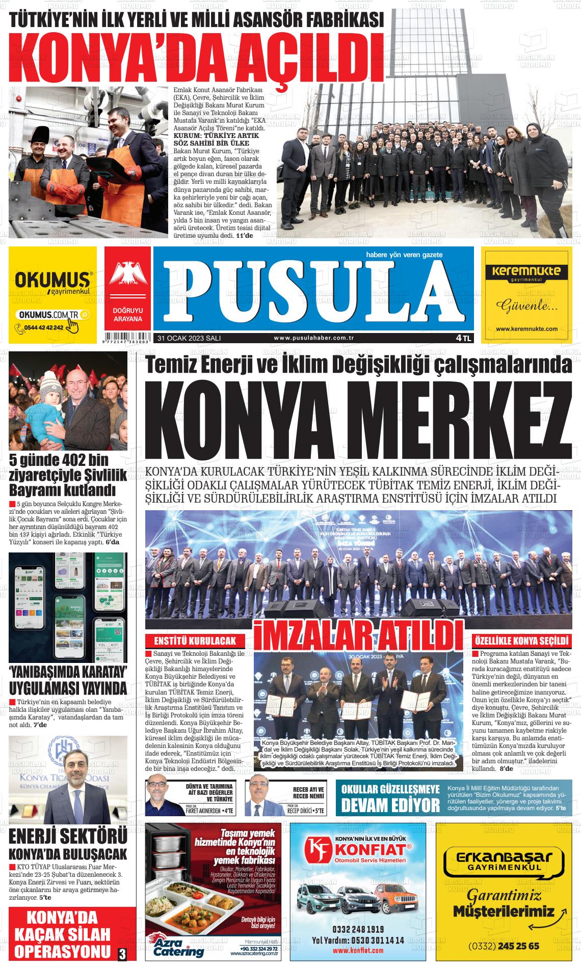 31 Ocak 2023 Pusula Haber Gazete Manşeti