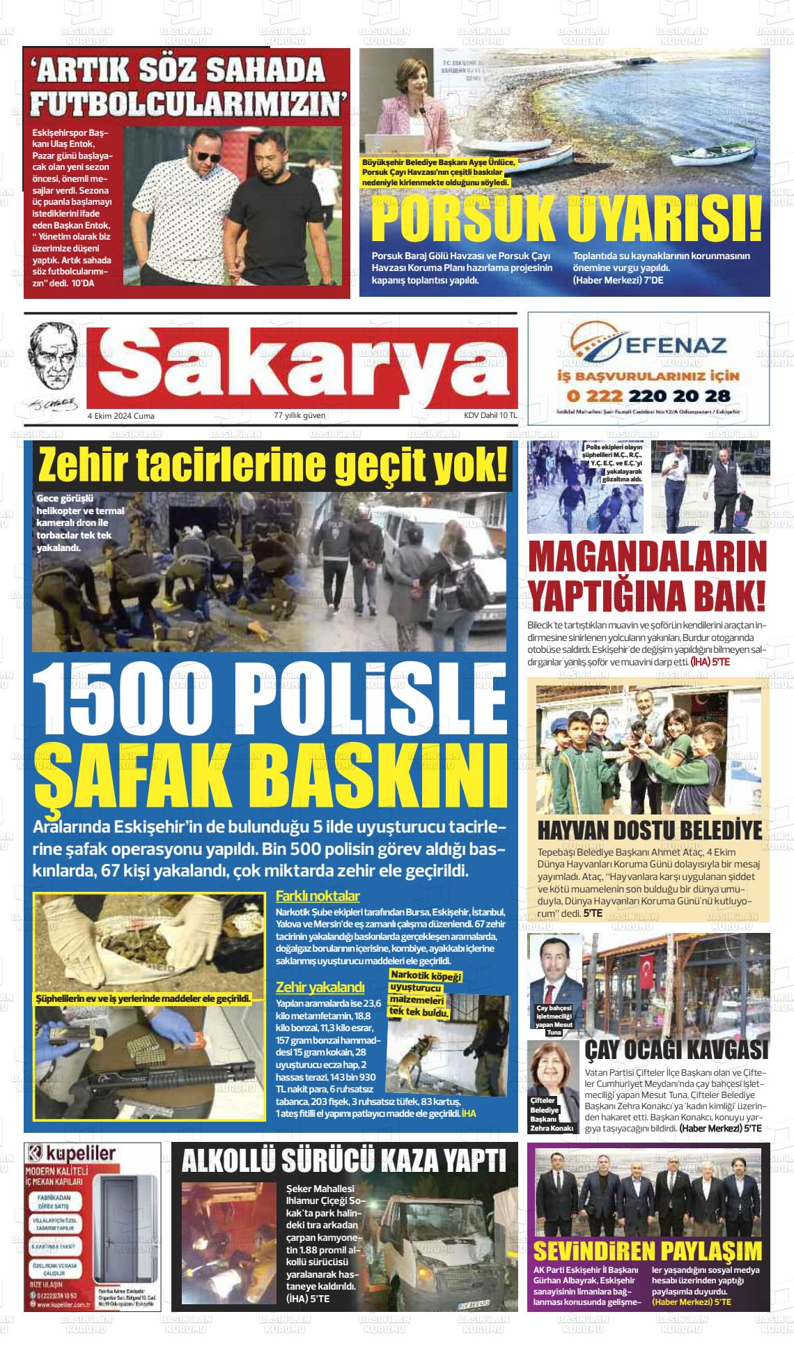 04 Ekim 2024 Sakarya Gazete Manşeti