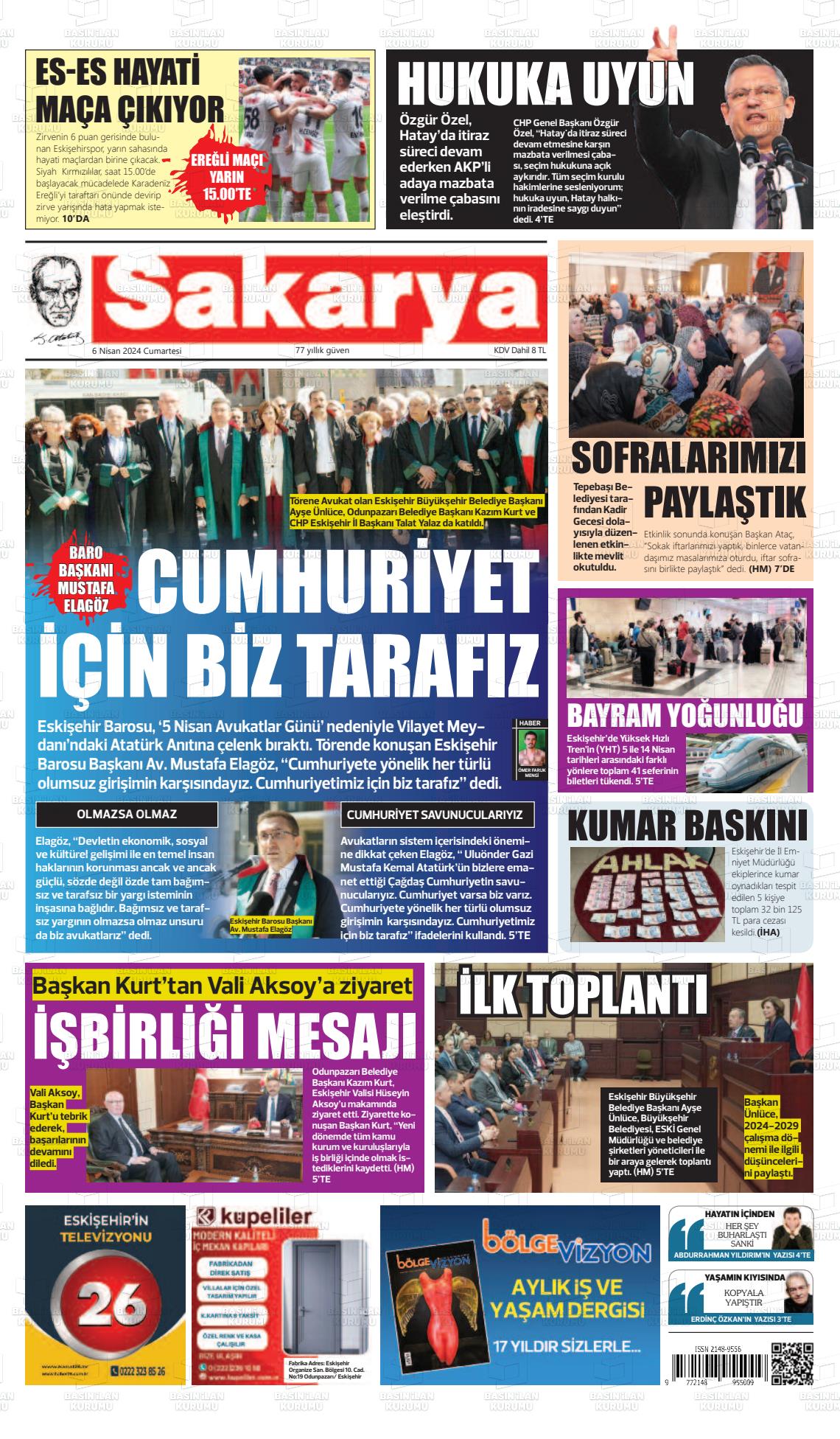 06 Nisan 2024 Sakarya Gazete Manşeti