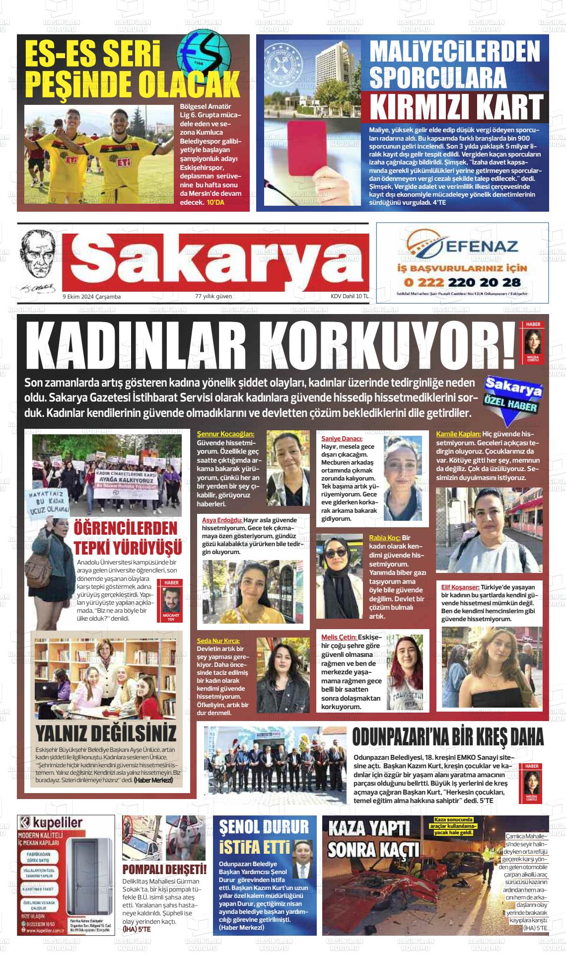 09 Ekim 2024 Sakarya Gazete Manşeti