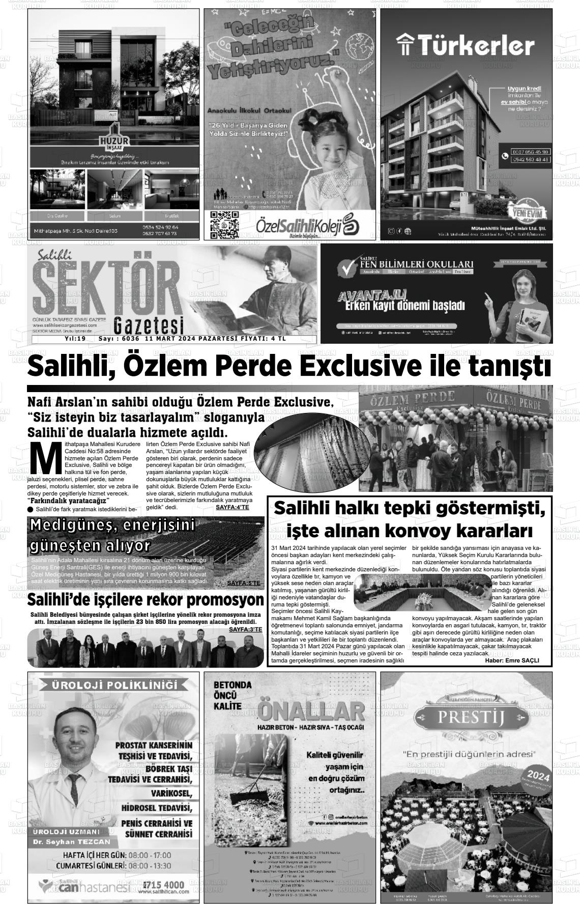 11 Mart 2024 Salihli Sektör Gazete Manşeti