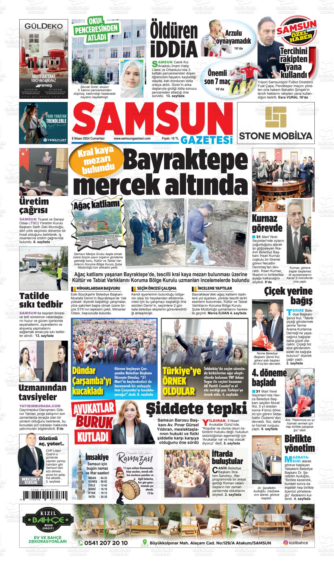 06 Nisan 2024 Samsun Gazete Manşeti