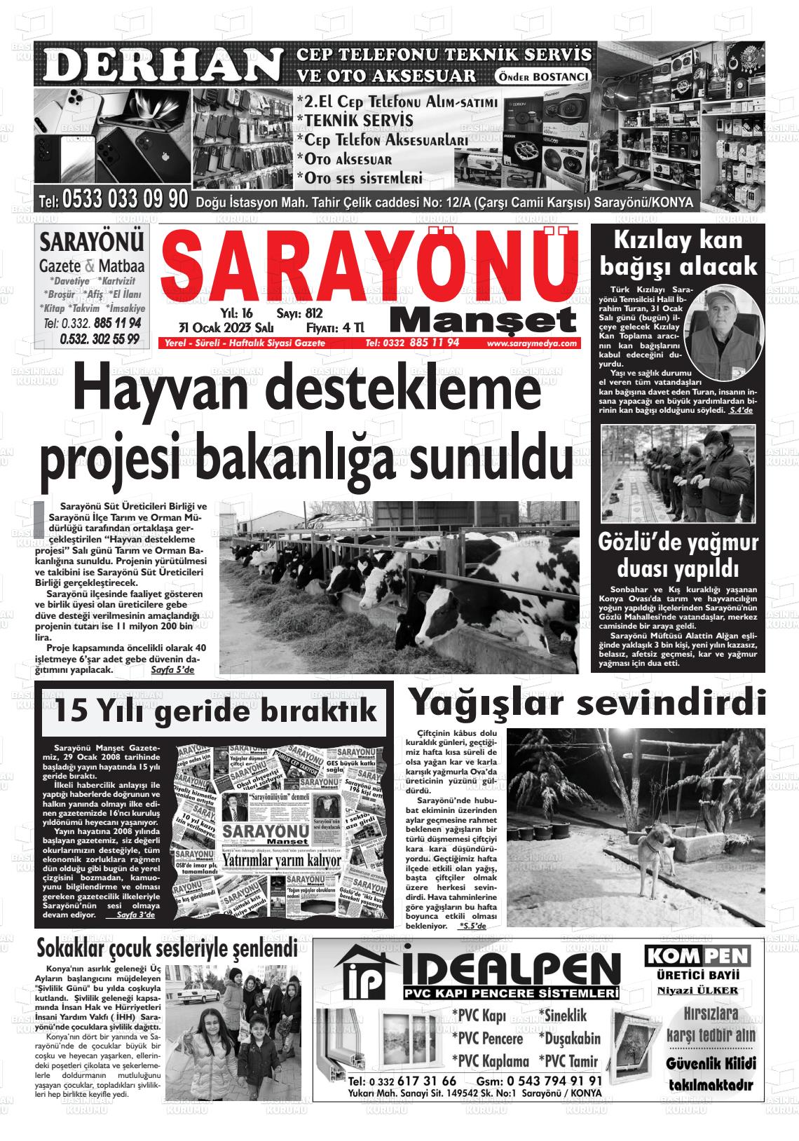 31 Mart 2023 Saray Medya Gazete Manşeti