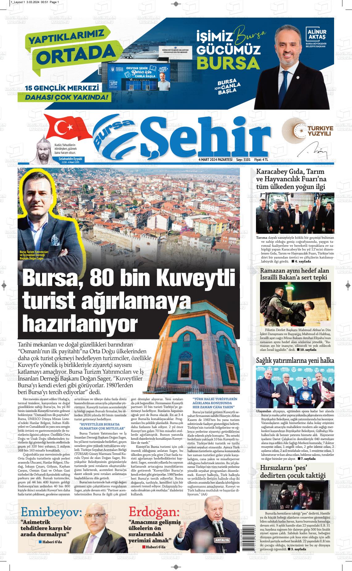 04 Mart 2024 Şehir Medya Gazete Manşeti