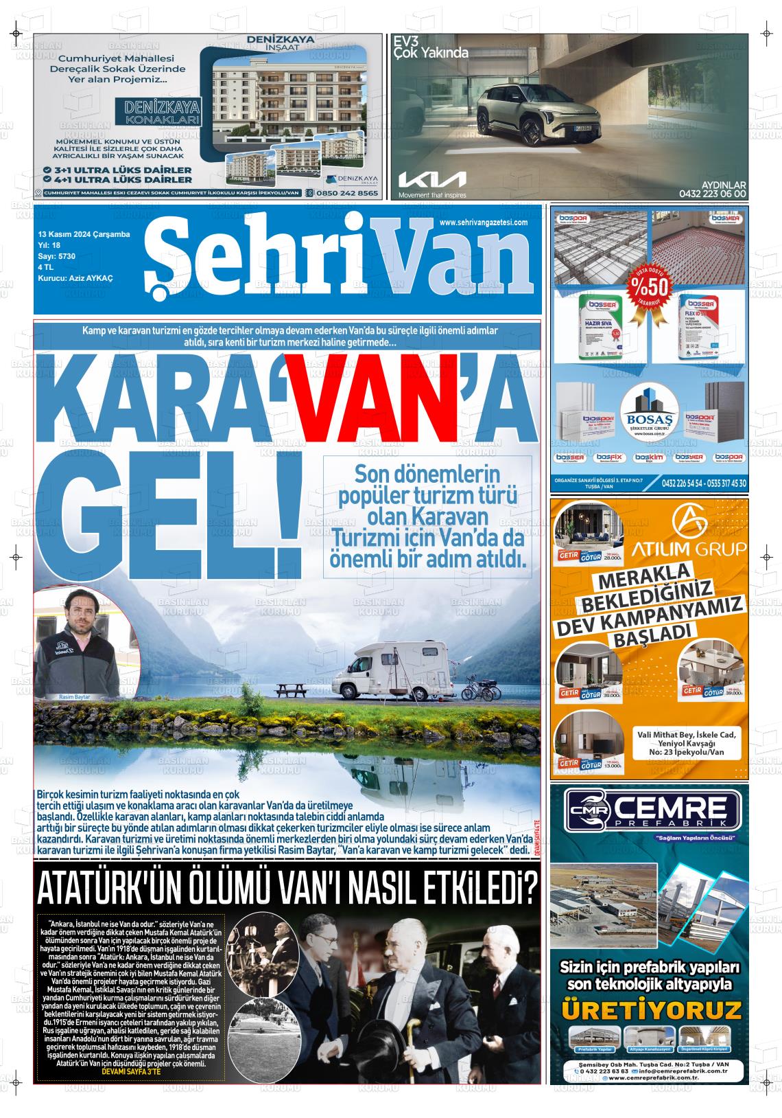 13 Kasım 2024 Şehrivan Gazete Manşeti