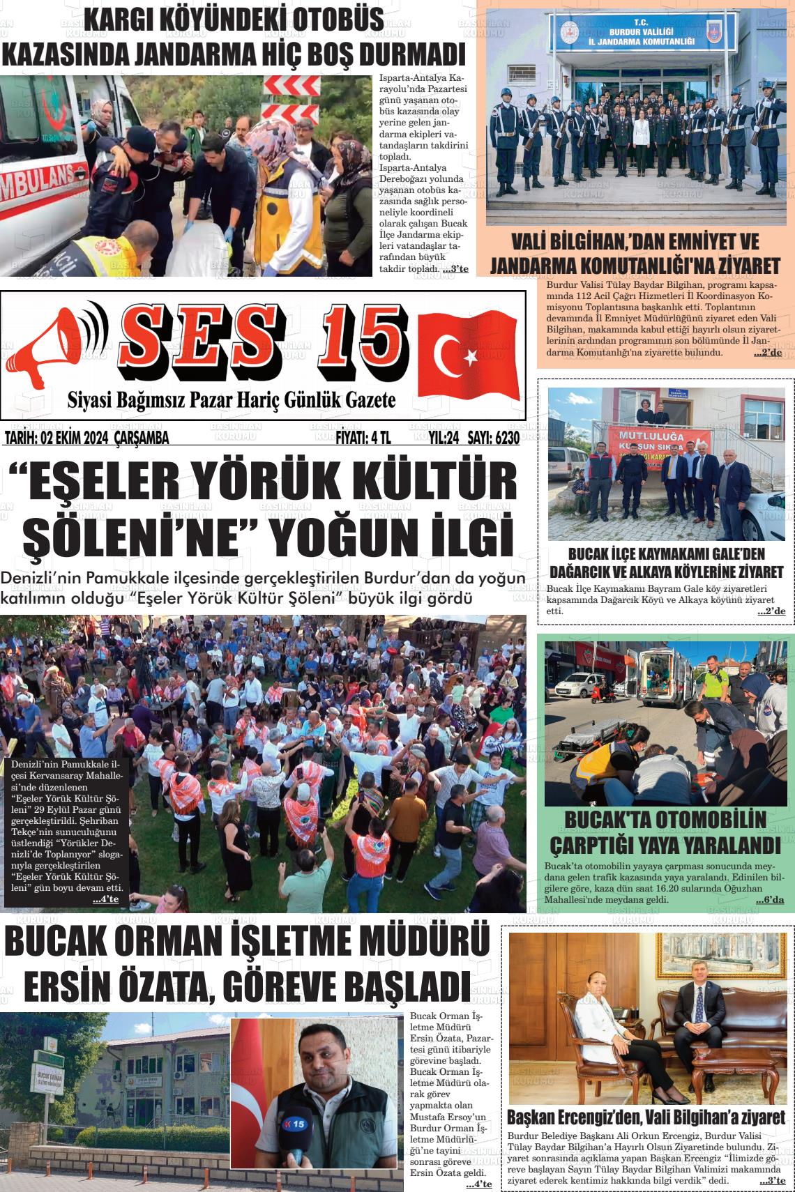 02 Ekim 2024 Ses 15 Gazete Manşeti