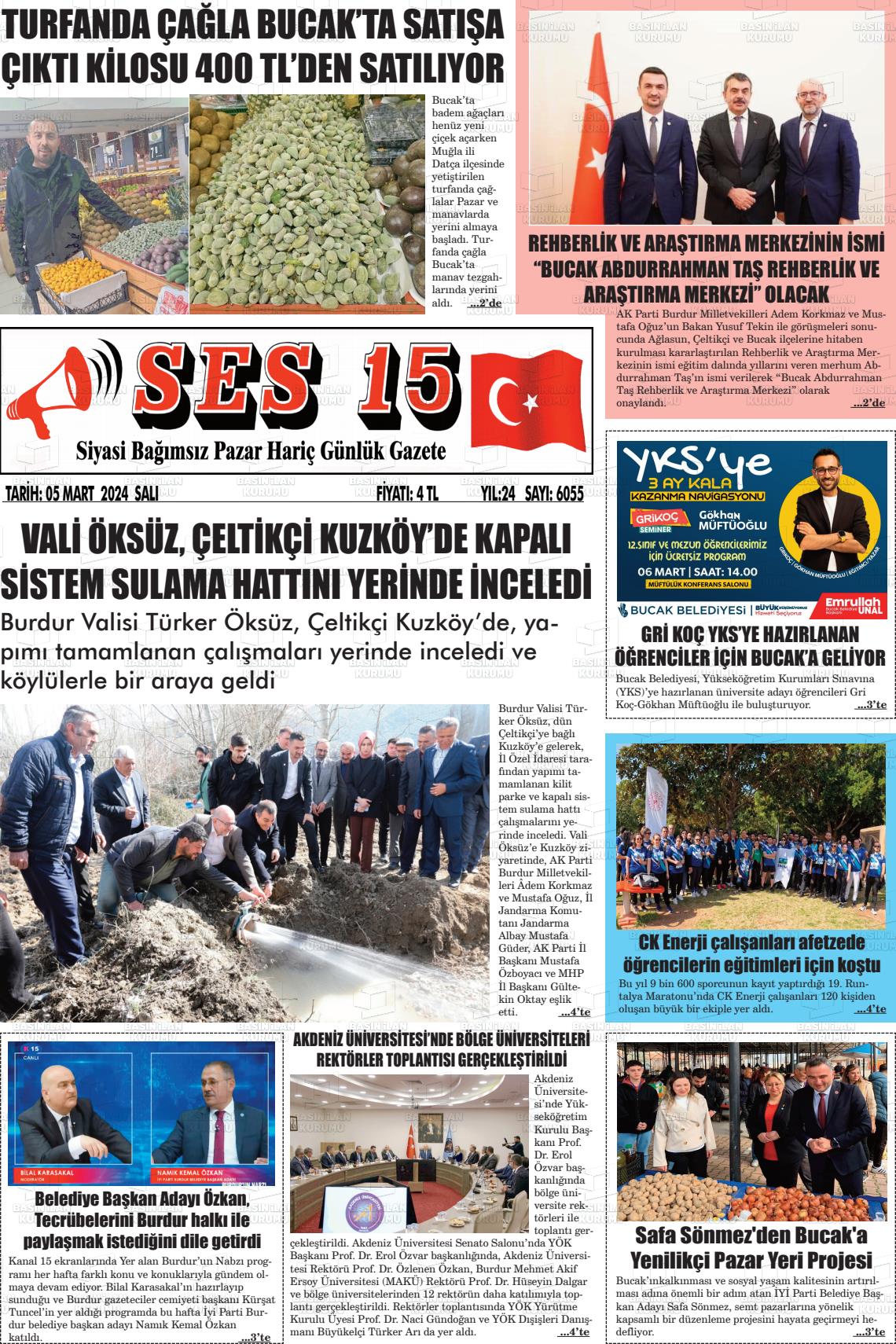 07 Mart 2024 Ses 15 Gazete Manşeti