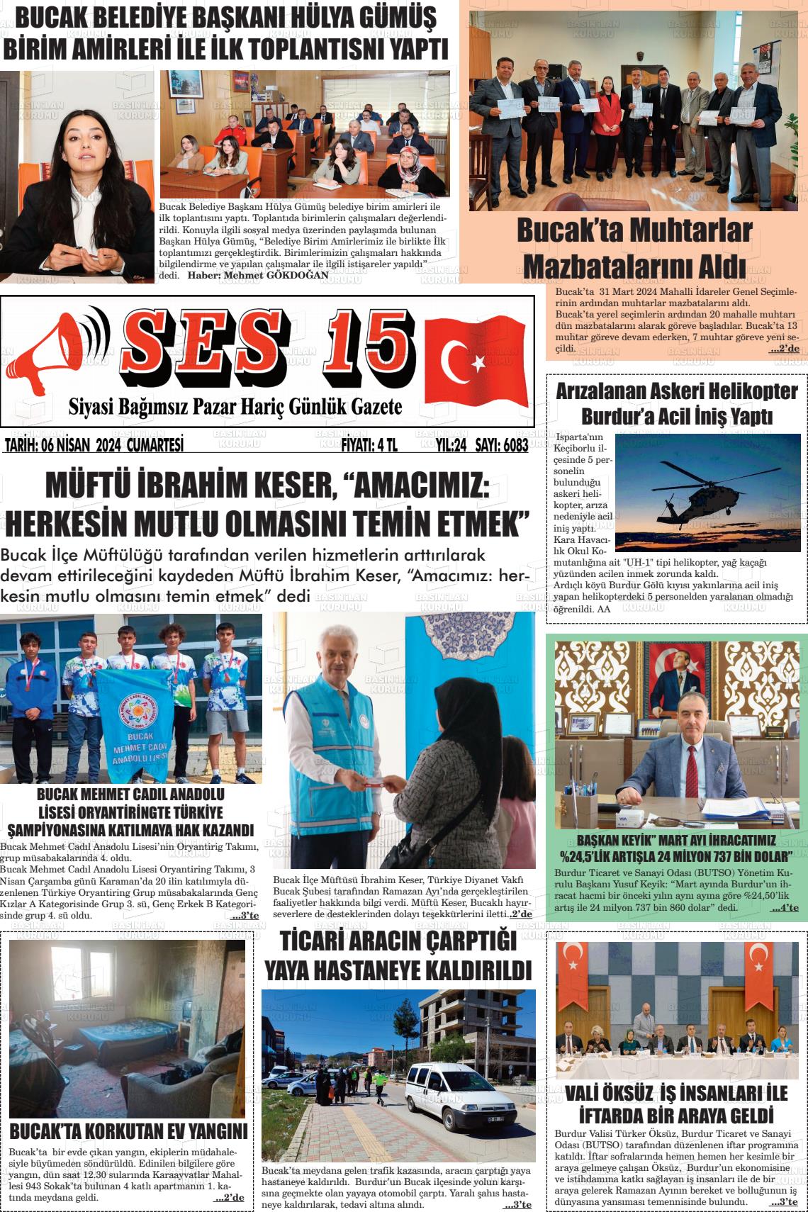 06 Nisan 2024 Ses 15 Gazete Manşeti