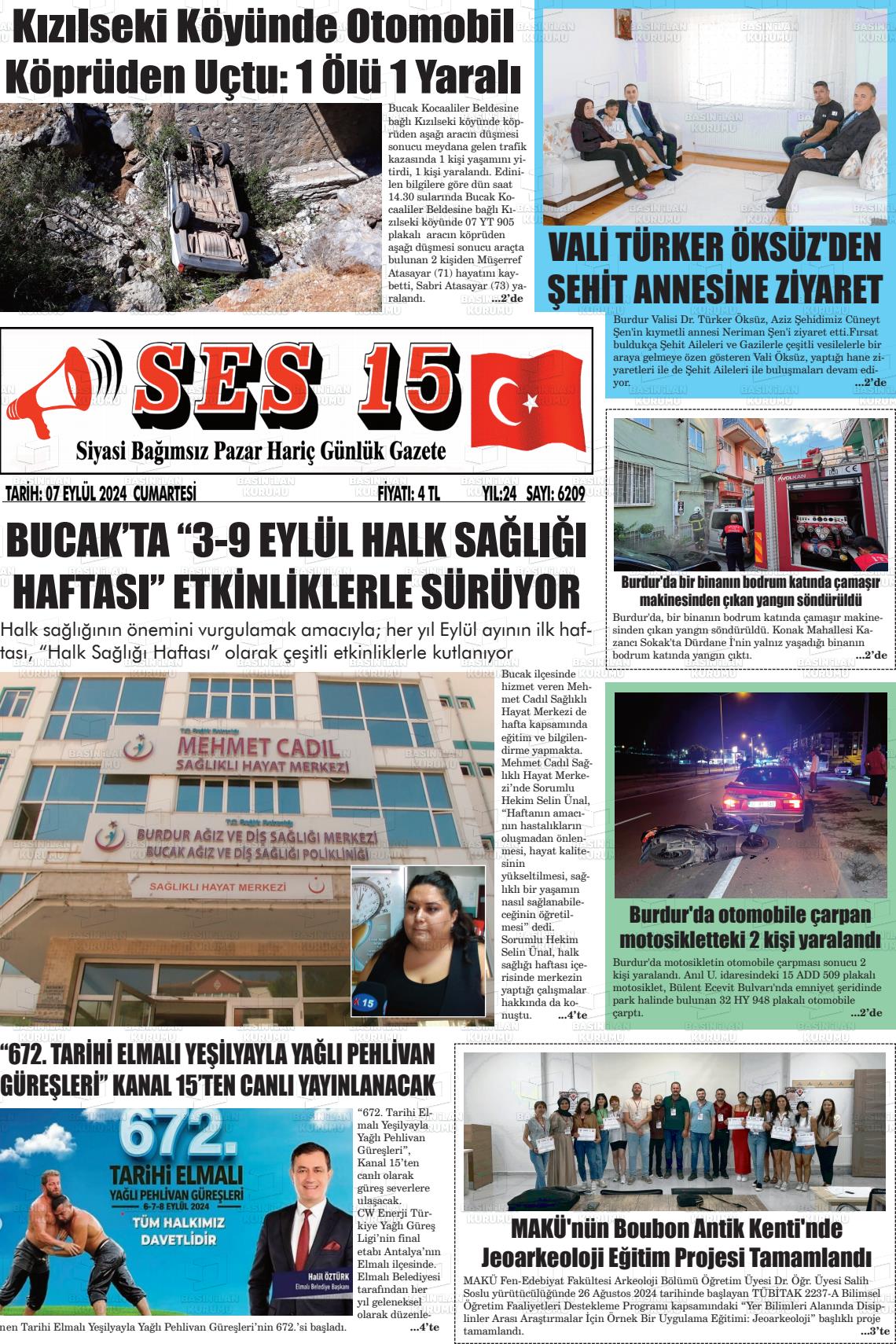 07 Eylül 2024 Ses 15 Gazete Manşeti