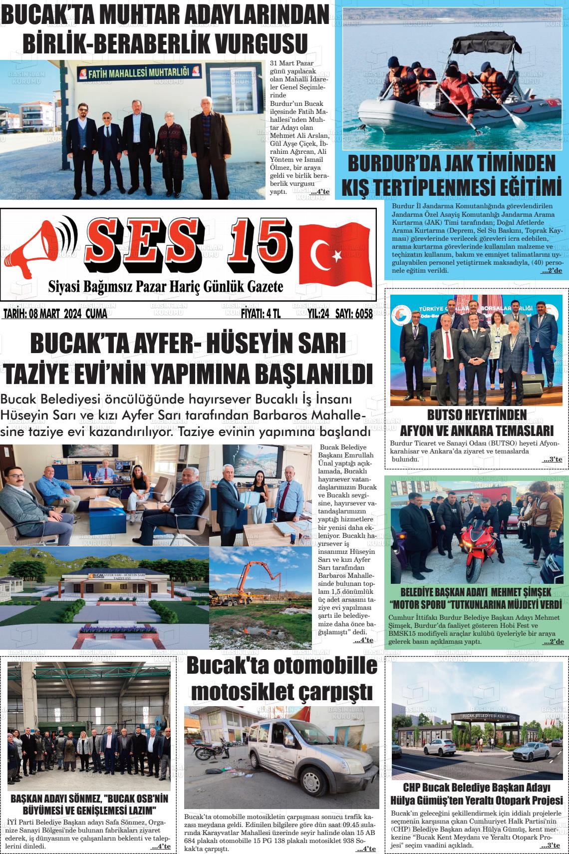 08 Mart 2024 Ses 15 Gazete Manşeti