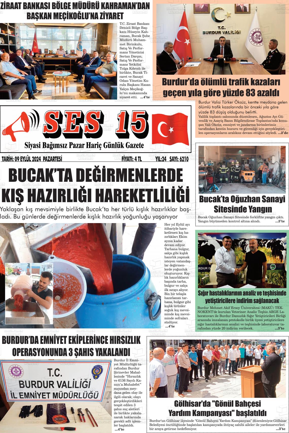 09 Eylül 2024 Ses 15 Gazete Manşeti