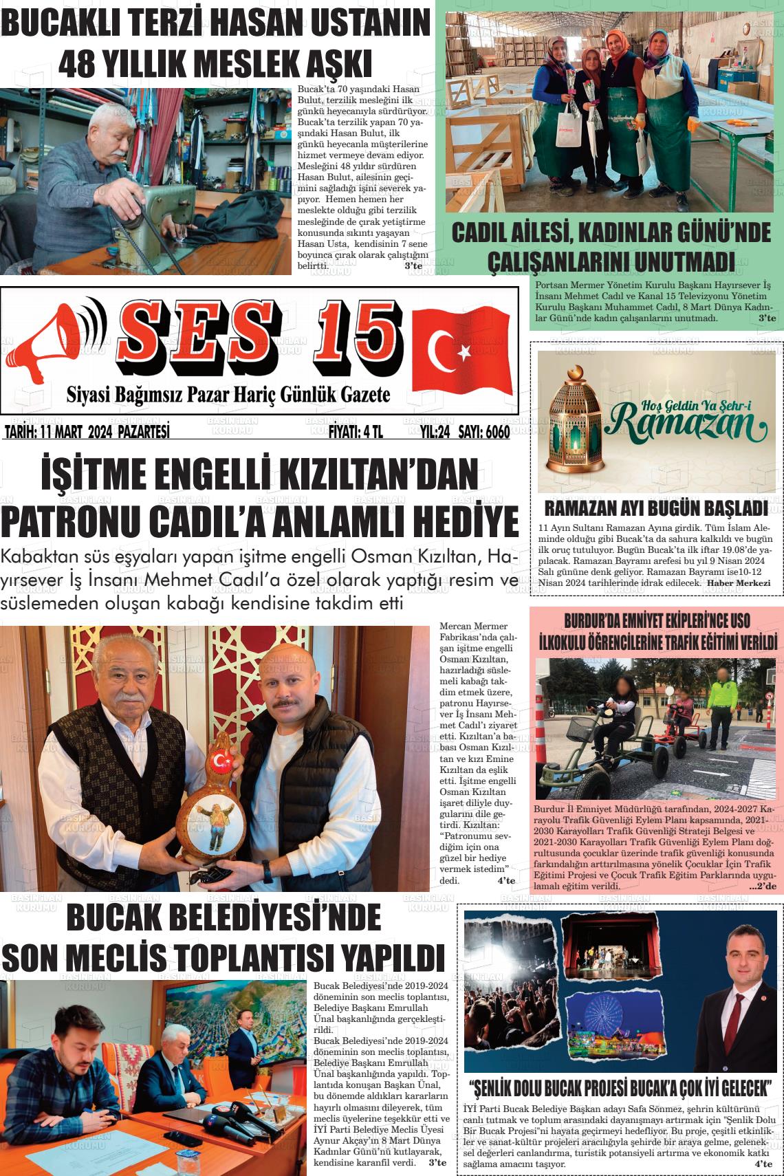 11 Mart 2024 Ses 15 Gazete Manşeti