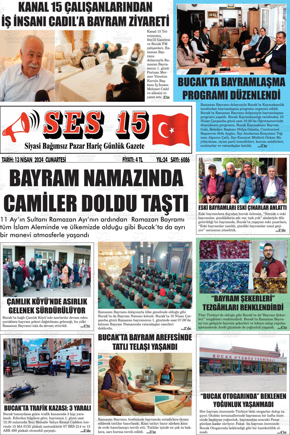 13 Nisan 2024 Ses 15 Gazete Manşeti