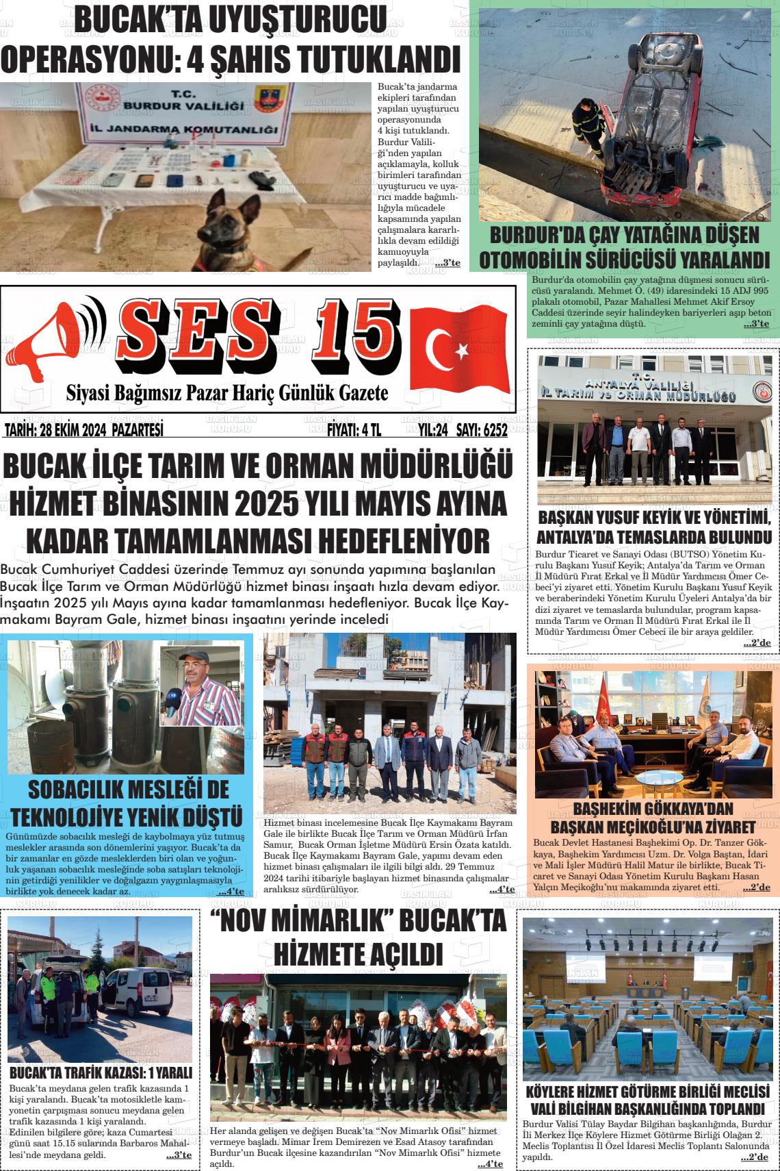 28 Ekim 2024 Ses 15 Gazete Manşeti