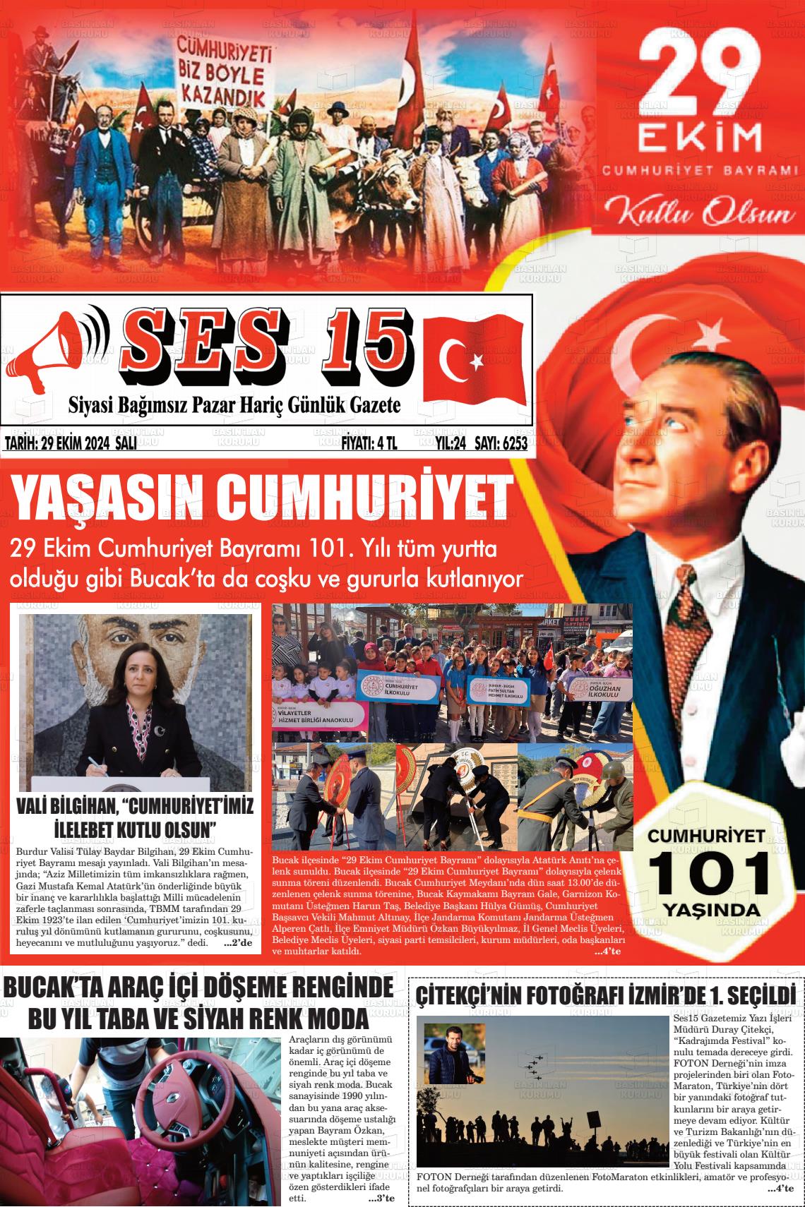 29 Ekim 2024 Ses 15 Gazete Manşeti