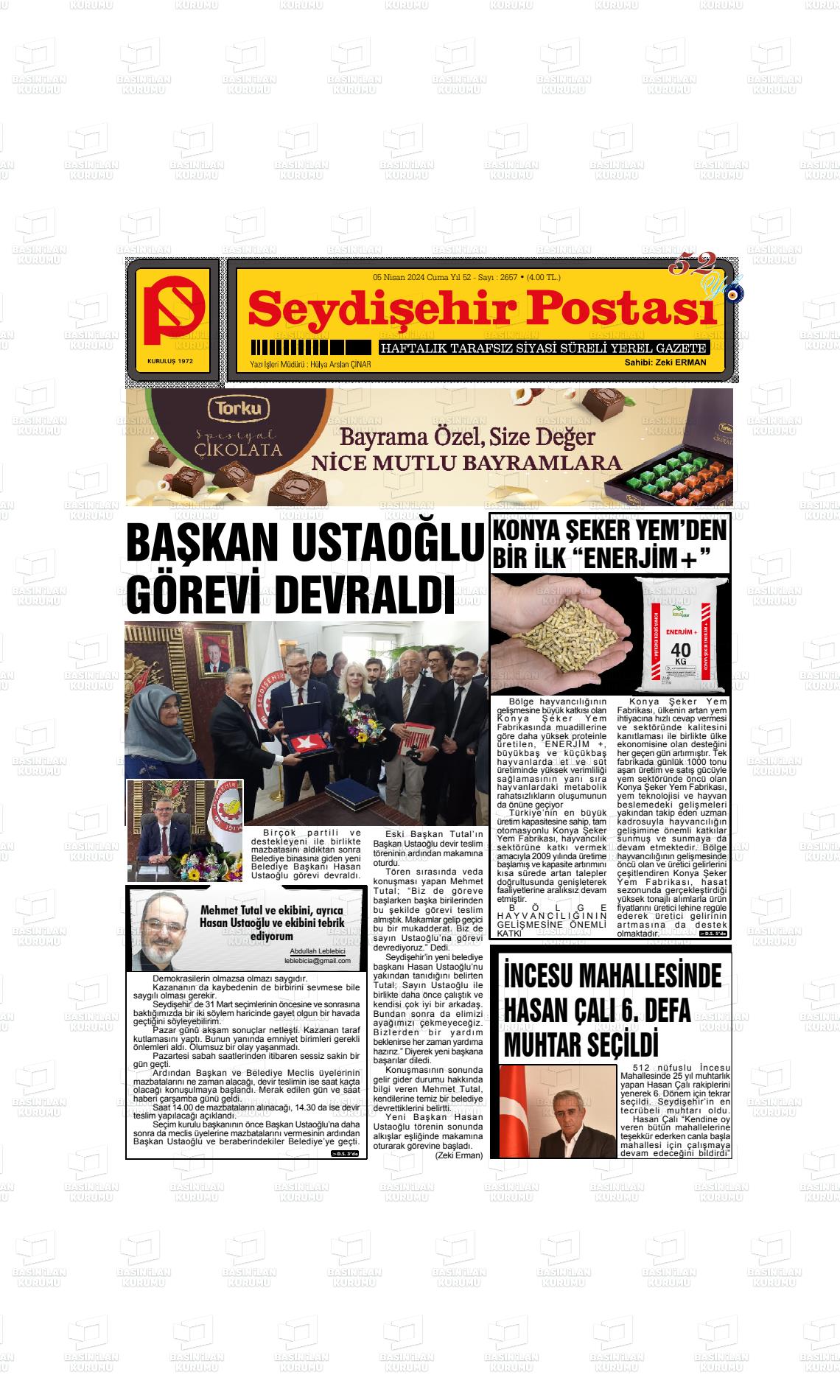 05 Nisan 2024 Seydişehir Postası Gazete Manşeti