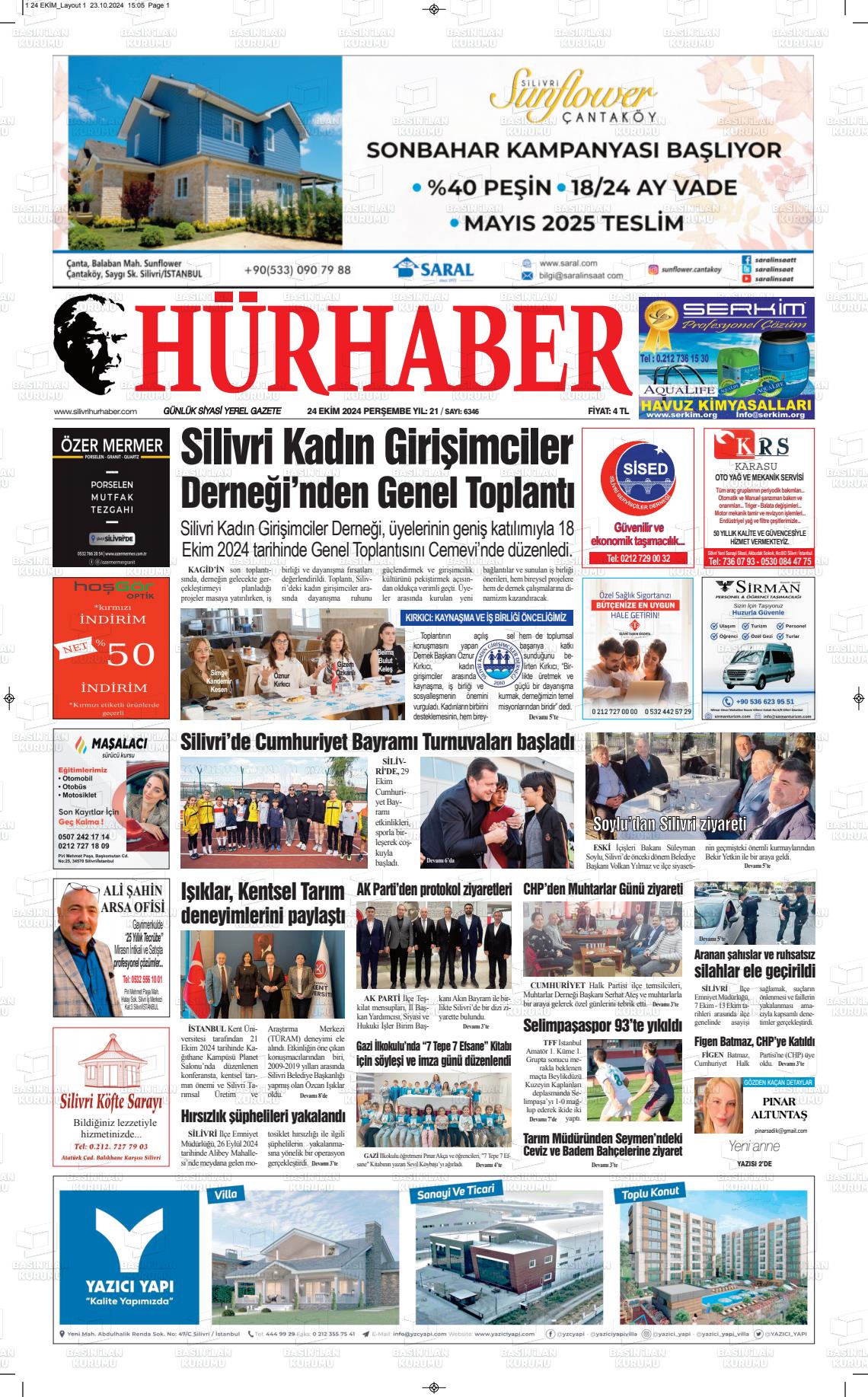 24 Ekim 2024 Hürhaber Gazete Manşeti