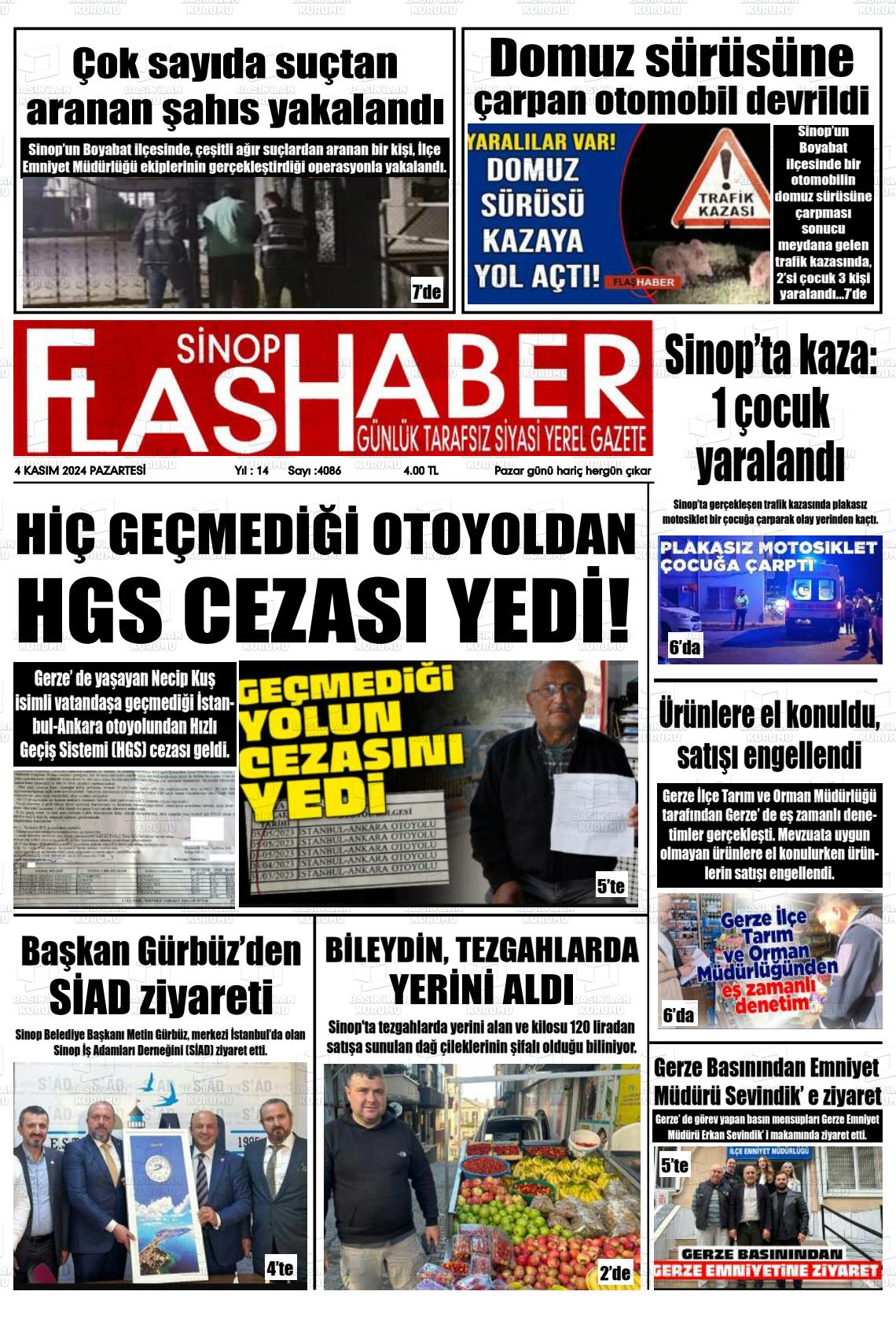 04 Kasım 2024 Sinop Flaş Haber Gazete Manşeti