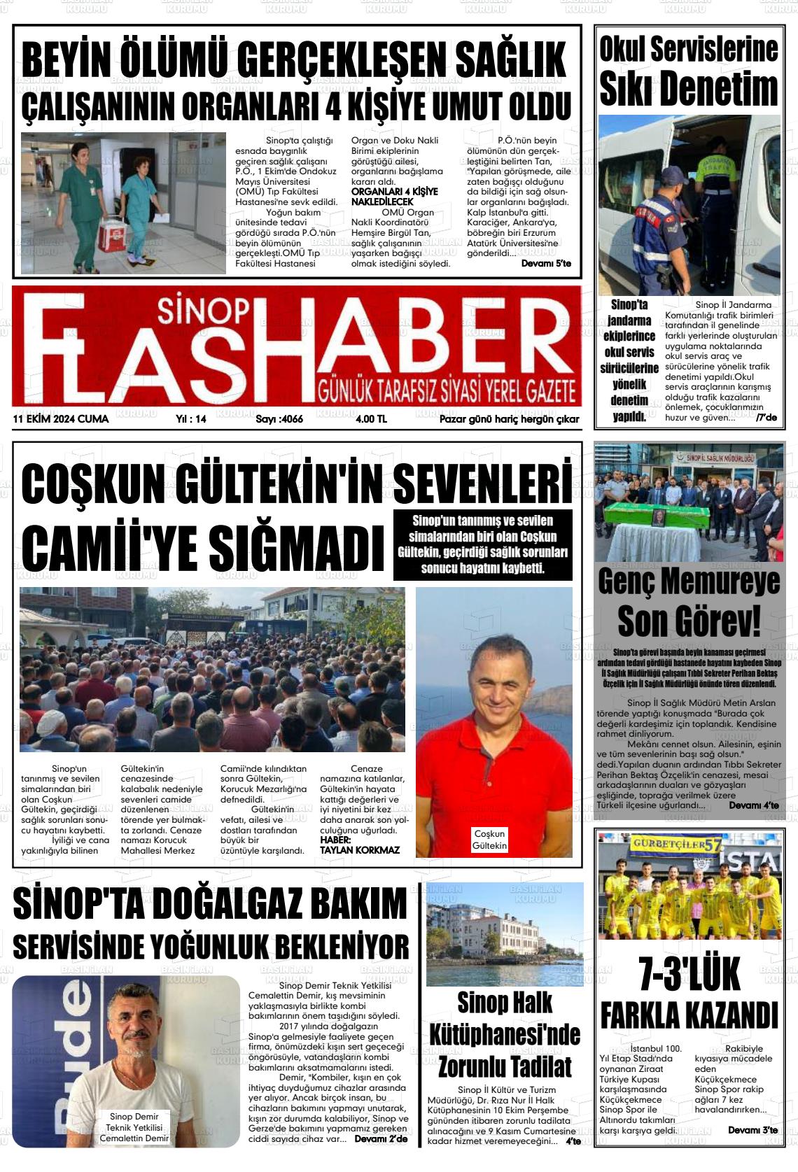 11 Ekim 2024 Sinop Flaş Haber Gazete Manşeti