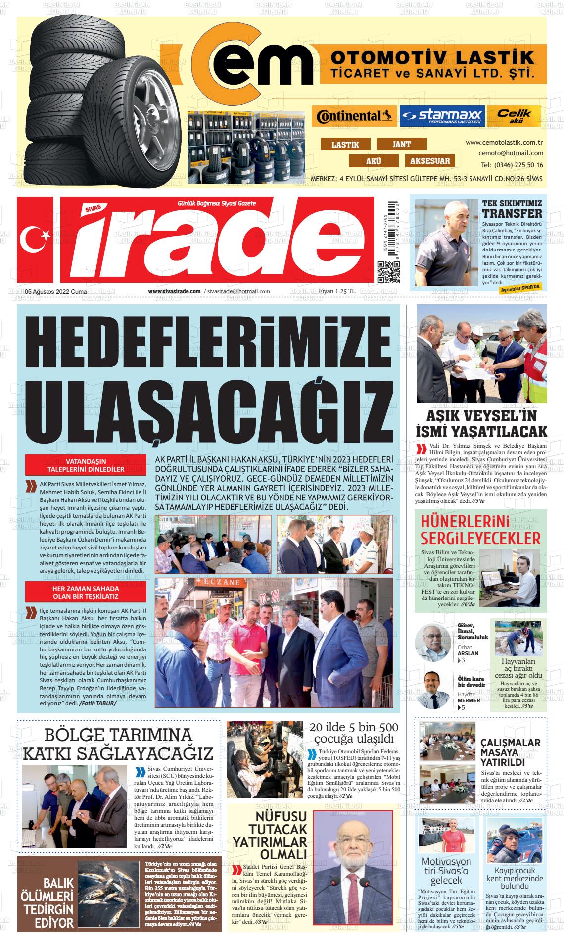 05 Ağustos 2022 İrade Gazete Manşeti