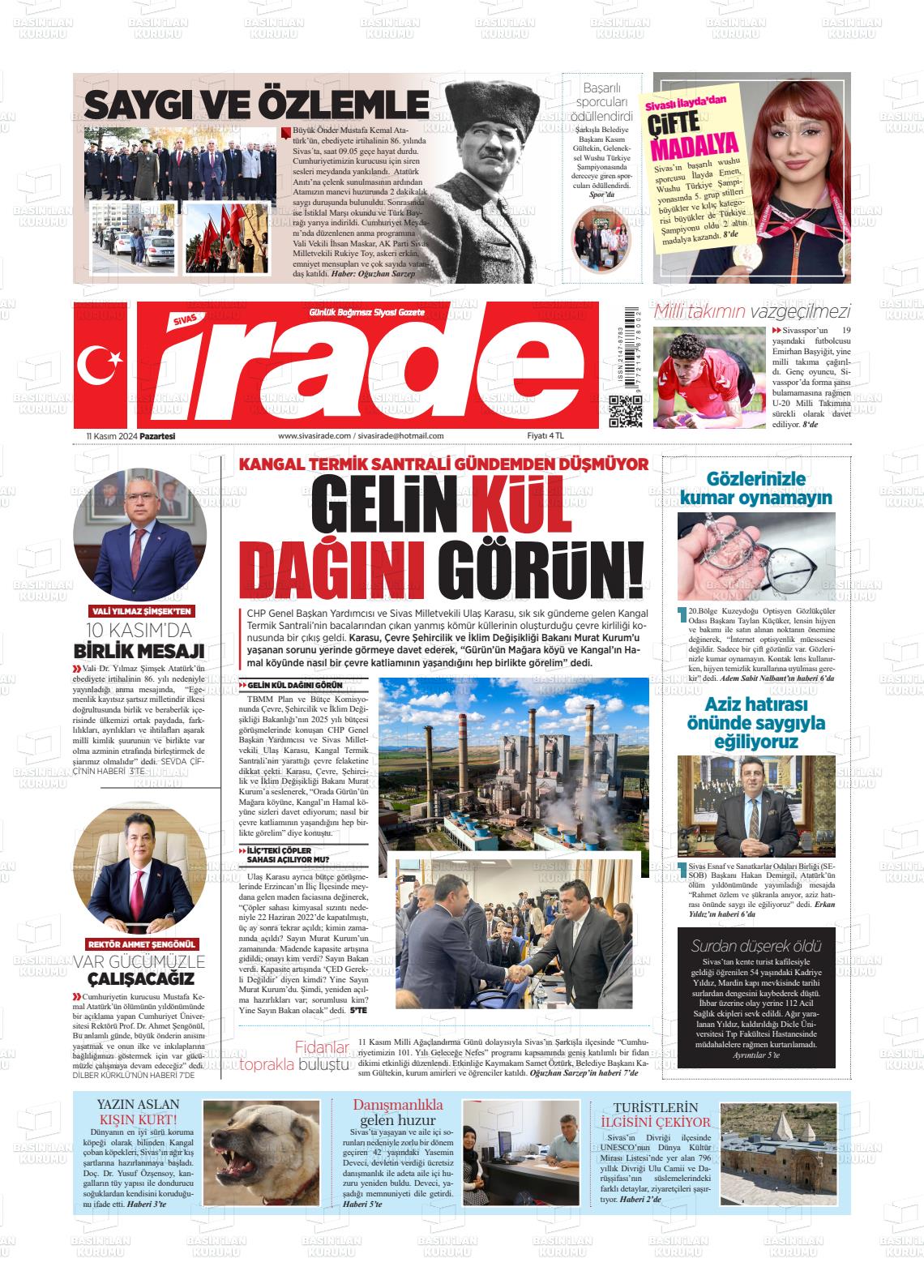 11 Kasım 2024 İrade Gazete Manşeti