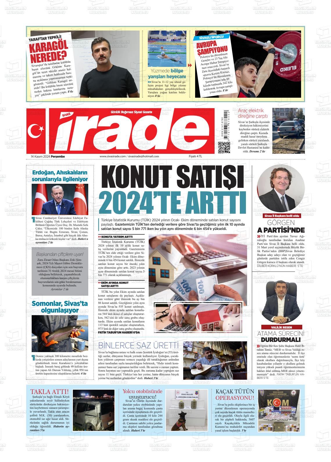 14 Kasım 2024 İrade Gazete Manşeti