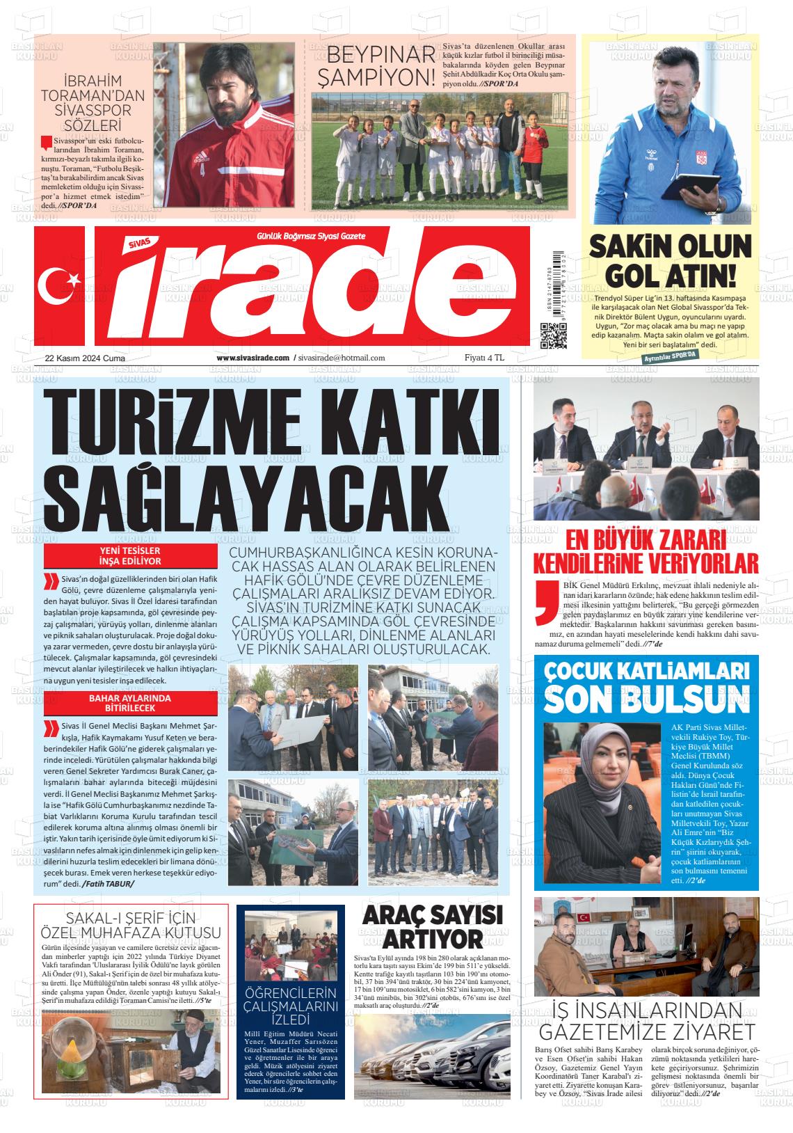 22 Kasım 2024 İrade Gazete Manşeti