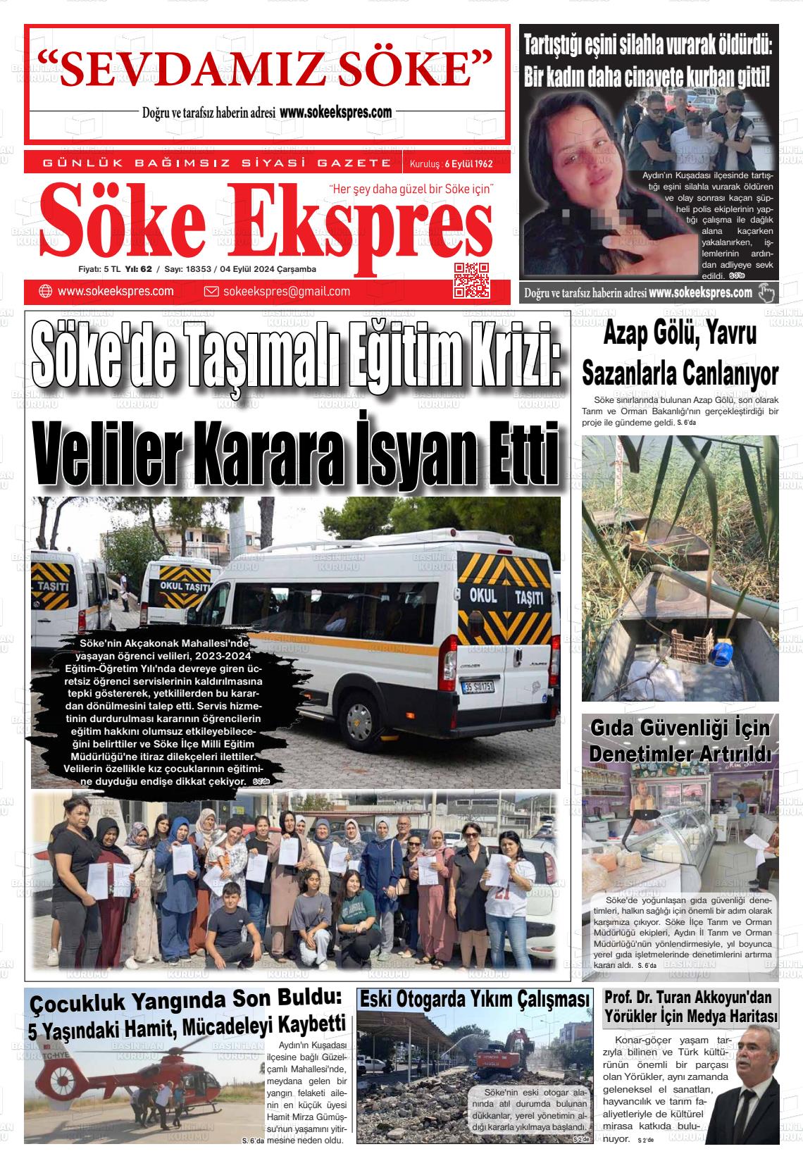 04 Eylül 2024 Söke Ekspres Gazete Manşeti