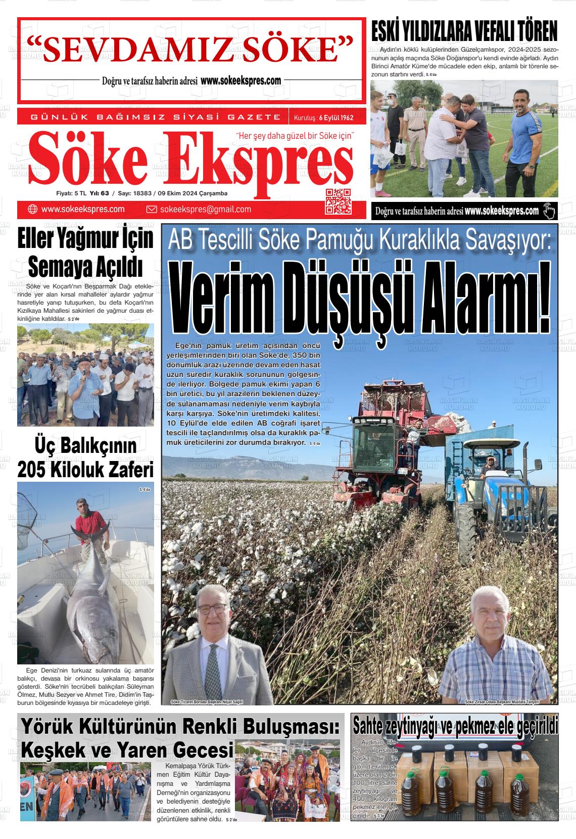 09 Ekim 2024 Söke Ekspres Gazete Manşeti