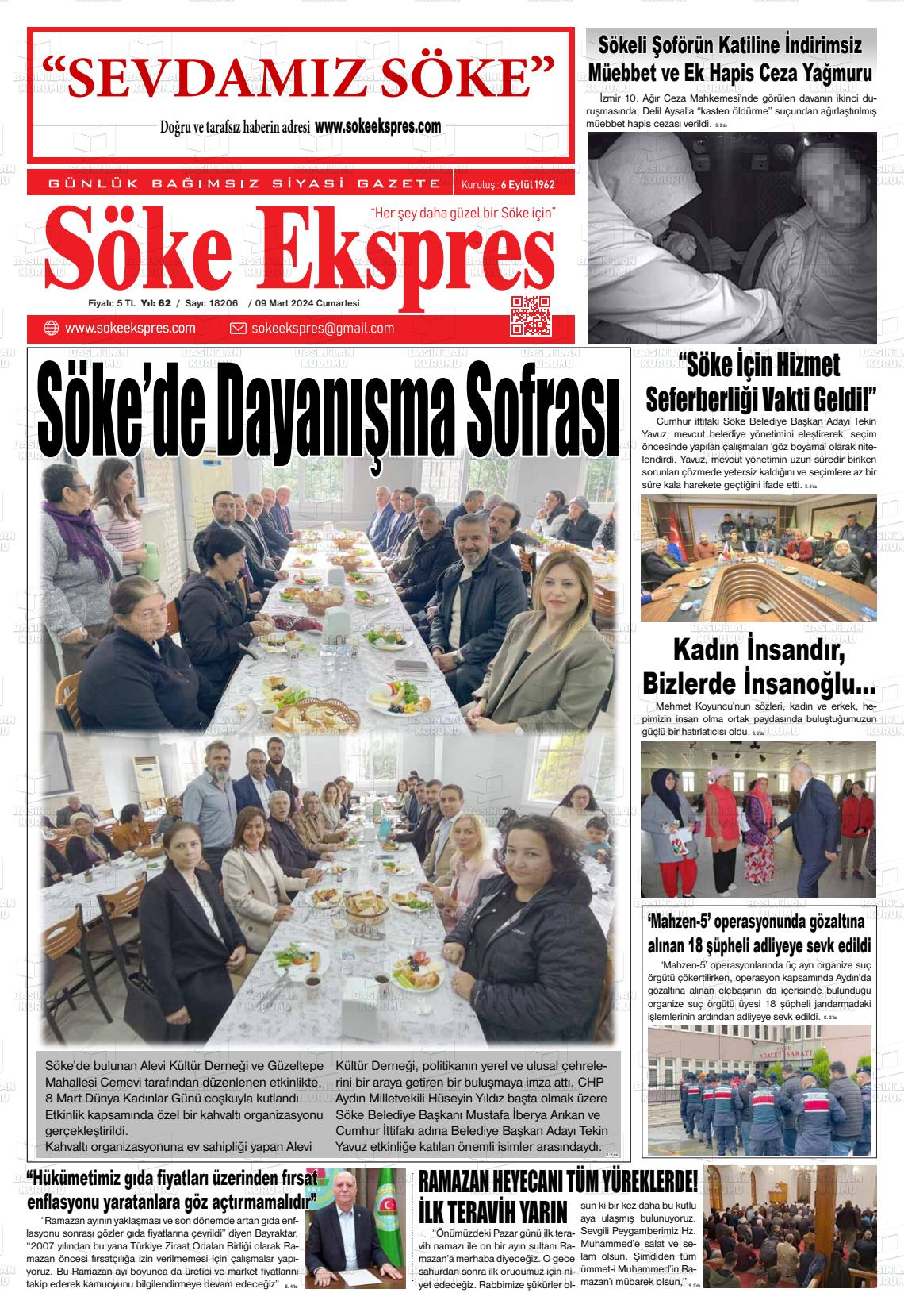 09 Mart 2024 Söke Ekspres Gazete Manşeti